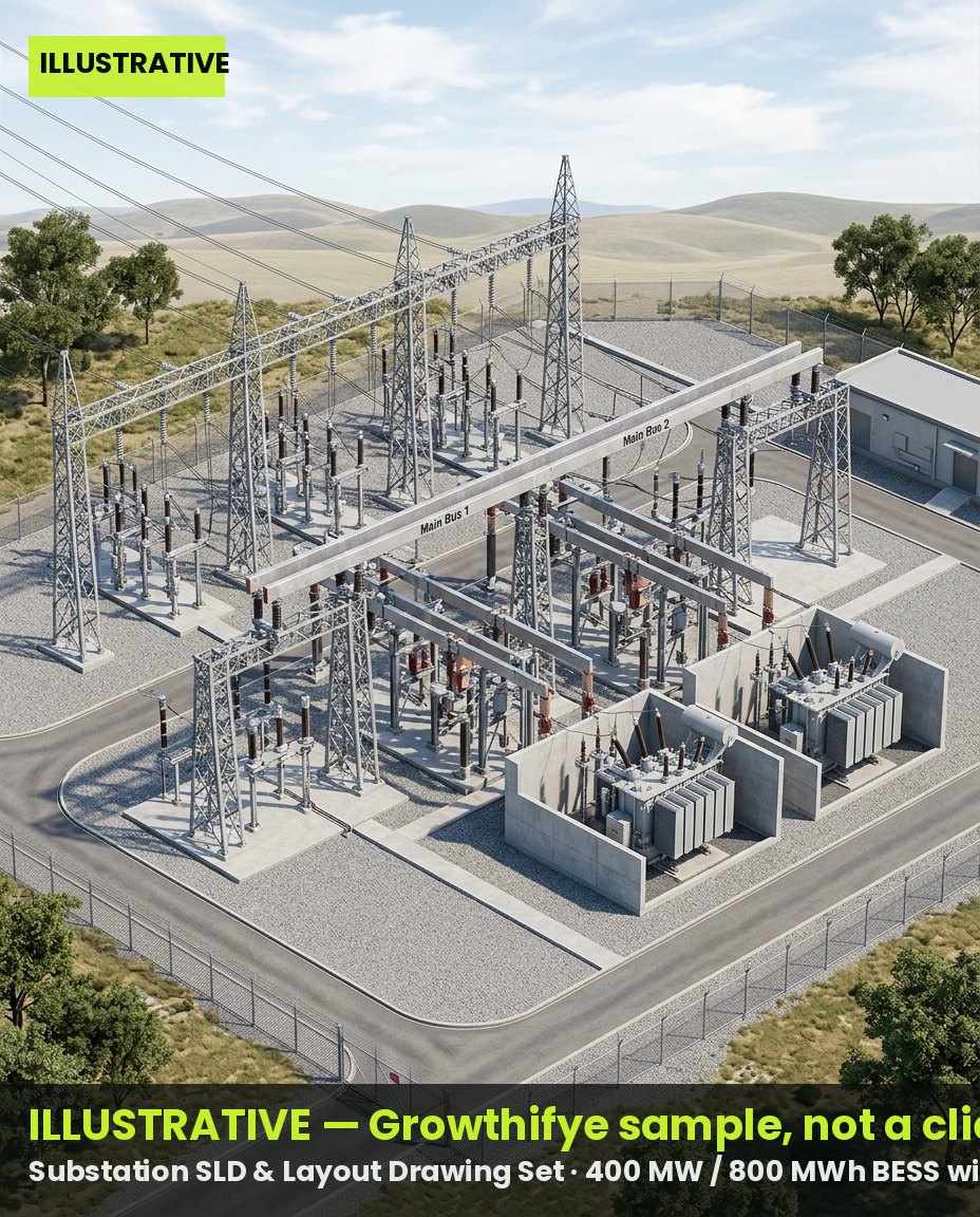 Illustrative — Substation SLD & Layout Drawing Set