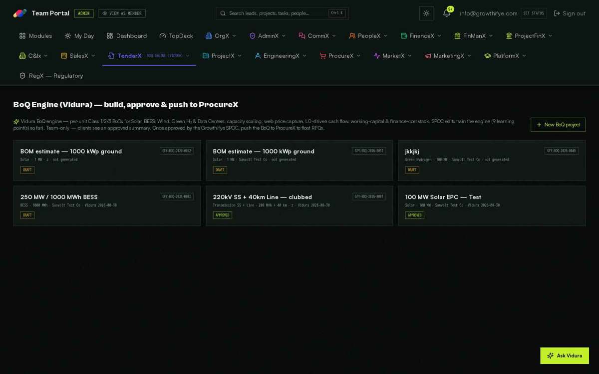 BoQ Engine (Vidura) — full screen
