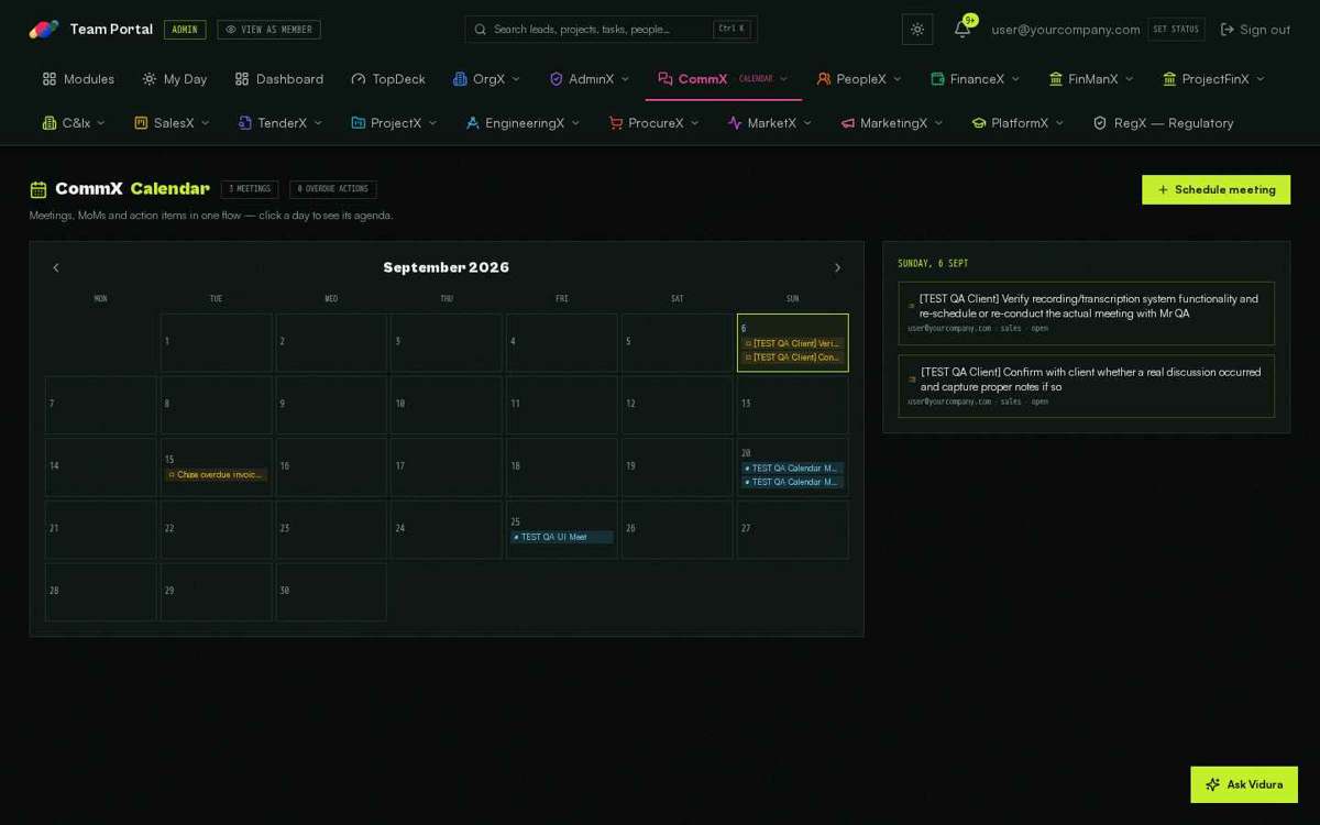 Calendar — full screen