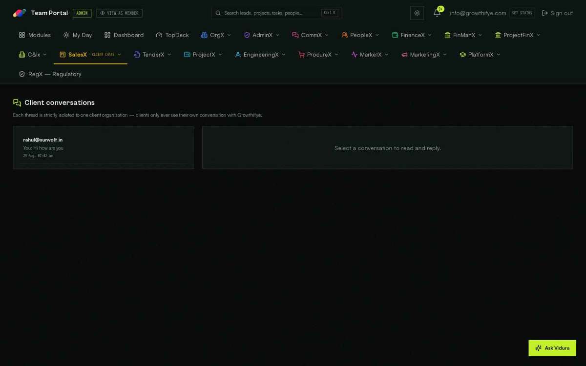 Client Chats — full screen