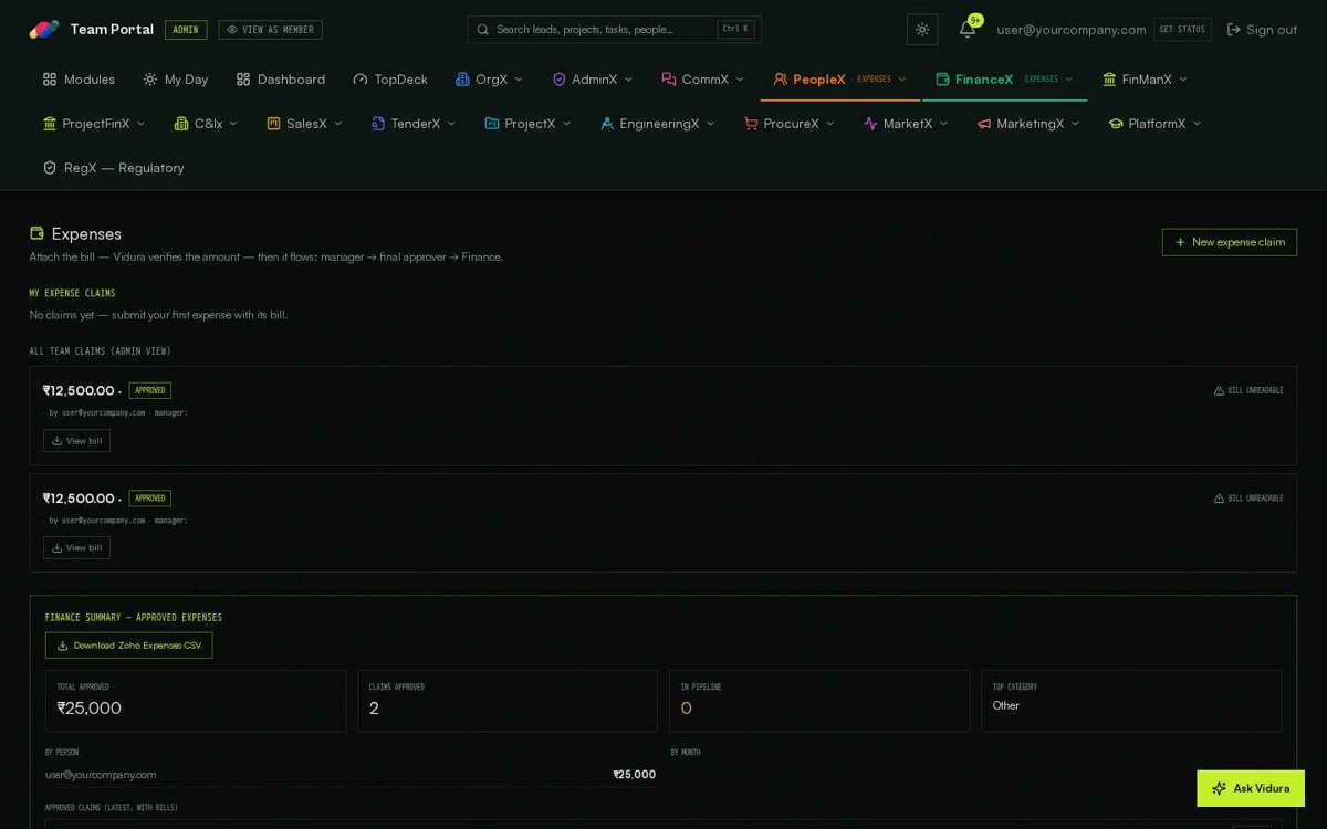 Expenses — full screen
