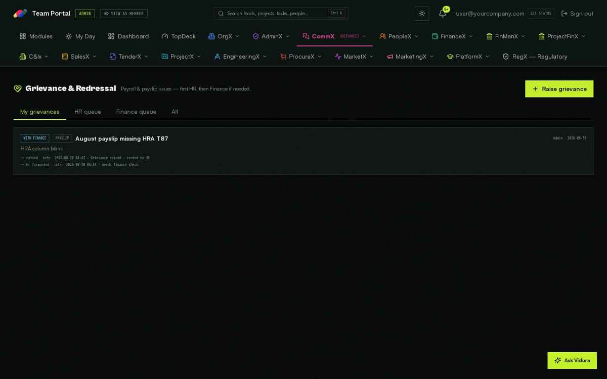 Grievances — full screen