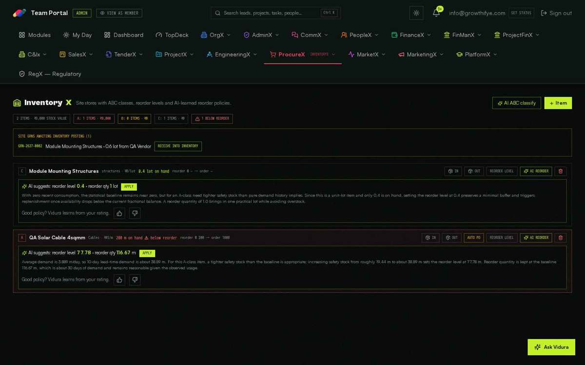 InventoryX — full screen
