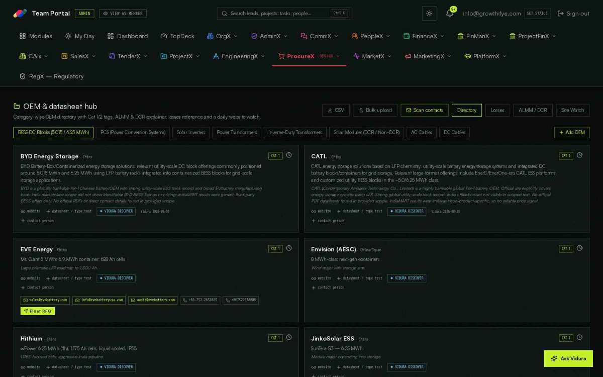 OEM Hub — full screen
