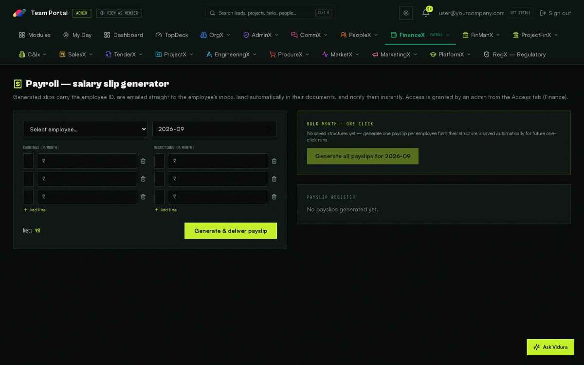 Payroll — full screen