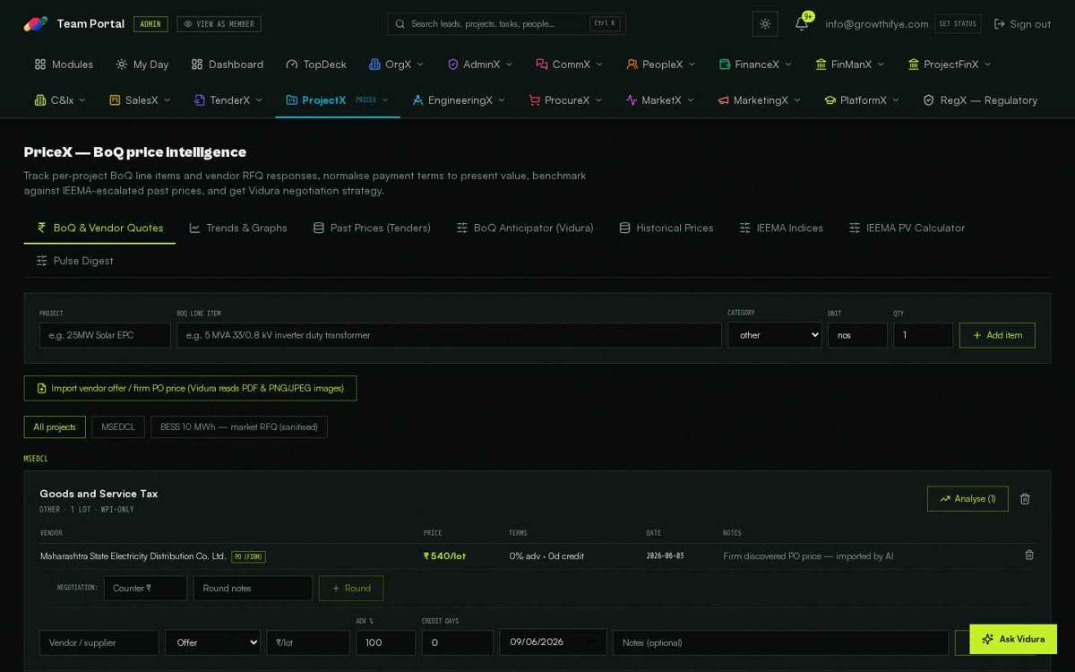 PriceX — full screen