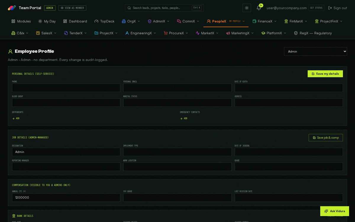My Profile — full screen