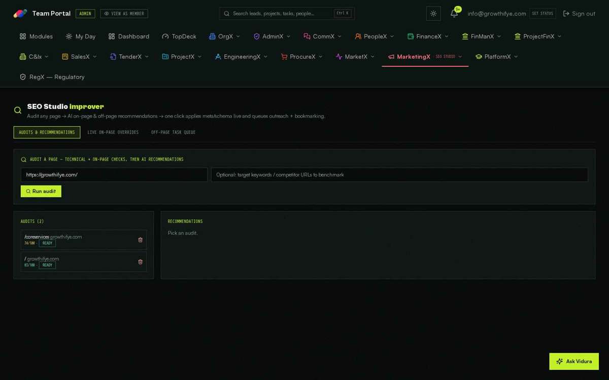SEO Studio — full screen